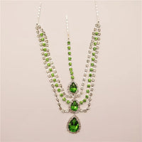 Exquisite Fashionable  Multi Layer Rhinestone Pendant Head Chain Bridal Wedding Ladies Crystal Forehead Chain Jewelry