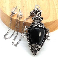 Water Drop Crystal Pendulum for Dowsing Spiritual Divination Natural Amethyst Rose Quartz Onyx Antique Pendulums Pendant Pendulo