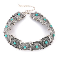 Vintage Alloy Carved Sun Pattern Choker Necklace for Women Traditional Boho Ethnic Round Collar Necklaces Statement Jewelry Gift