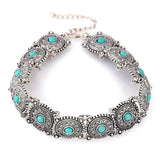 Vintage Alloy Carved Sun Pattern Choker Necklace for Women Traditional Boho Ethnic Round Collar Necklaces Statement Jewelry Gift