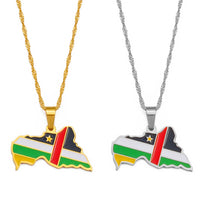 Anniyo Central African Republic Map Flag Pendant Necklace Centrafricaine Jewelry #257921