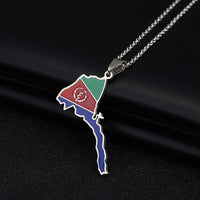Charm Eritrea Map Flag Pendant Thin Necklaces for Women Girls Silver Color/Gold Jewelry African Map of Eritrean Ethnic Gifts