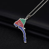Charm Eritrea Map Flag Pendant Thin Necklaces for Women Girls Silver Color/Gold Jewelry African Map of Eritrean Ethnic Gifts