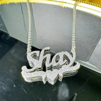 Personalized Custom Double Plated Name Necklace 18k Gold Plated Nameplate Pendant Customized Name Plate Necklace for Women Men
