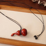 Minar Cute Lovely Brown Black Color Wood Flagon Long Pendant Necklaces Adjustable Rope Chain Chokers for Women Birthday Gift