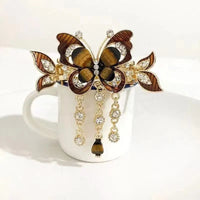 Fashion Elegant Zircon Butterfly Tassel Hairpin Accessories For Women Retro Ethnic Style Small Crab Clip Headwear Jewelry Gift
