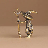 Vintage Brass Frog Wizard Statue Desktop Ornament Metal Cute Figurines Miniatures Home And Office Decoration Car Ornaments