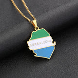 2024 new fashion stainless steel Sierra Leone map pendant necklace temperament everything collarbone chain birthday anniversary