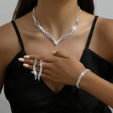 2025 New Design Hot-Selling  Necklace Earrings Bracelet Set Fashion Clavicle Chain Bridal Jewelry