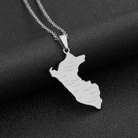 Peru Map With City Pendant Necklace Stainless Steel For Women Men Gold Silver Color Charm Fashion Peruanos Jewelry Gift