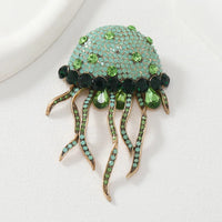 Women Shining Jellyfish Pins Rhinestone Beautiful Sea Animal Party Brooch