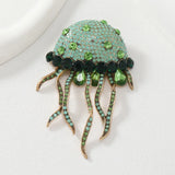 Women Shining Jellyfish Pins Rhinestone Beautiful Sea Animal Party Brooch