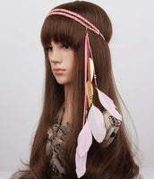 Fashion Boho Style Feather Headband Hairpiece Beads Feather Headdress Handmade Girls Hair Accessories High Quality