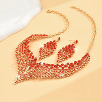 3PC Women's Fashion Trend Starry Sky Conical Leaf Necklace Earrings Jewelry Set Wedding Banquet Party Festival Jewelry Gifts