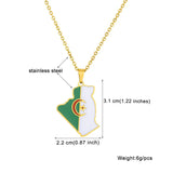 2024 new fashion stainless steel Algerian map pendant necklace temperament everything collarbone chain birthday anniversary smal