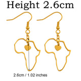 Anniyo 7CM/2.6CM/3.5CM Africa Map Big Earrings Exaggerate Earring Heart African Jewelry Traditional Ethnic Hyperbole #232721