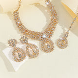 4PCS Women's Metal Jewelry Set Bollywood Jewelry Set Necklace Earrings Set Wedding Party Jewelry