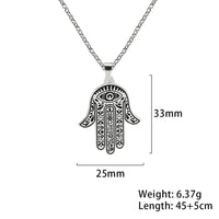 EUEAVAN Vintage Hamsa Hand of Fatima Pendant Necklace Stainless Steel Turkish Evil Eye Necklaces Spirit Lucky Jewelry for Man