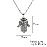 EUEAVAN Vintage Hamsa Hand of Fatima Pendant Necklace Stainless Steel Turkish Evil Eye Necklaces Spirit Lucky Jewelry for Man