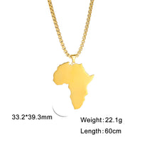 LIKGREAT Punk Africa Map With Flag Pendant Necklaces Stainless Steel Africa Countries Flags Necklace Chain for Women Men Jewelry