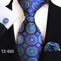Royal Striped Paisley Ties For Men Luxury 8cm Necktie Pocket Square Cufflinks Gift Set Jacquard Weave Tie Suit Accessories