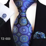 Royal Striped Paisley Ties For Men Luxury 8cm Necktie Pocket Square Cufflinks Gift Set Jacquard Weave Tie Suit Accessories