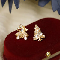 Fashion Christmas Tree Zircon Crystal Star Silver Color Earrings Stud Dangle Xmas Jewelry Women Party Gift