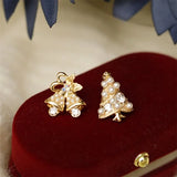 Fashion Christmas Tree Zircon Crystal Star Silver Color Earrings Stud Dangle Xmas Jewelry Women Party Gift