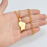 Anniyo French Guiana Map Pendant Necklaces Stainless Steel Jewelry Guyane Française #315701