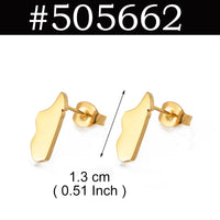 Venezuela,Afghanistan,Lebanon Cedar,Madagascar,India Punjab,Trinidad and Tobago Stud Earrings Stainless Steel Jewelry #505621