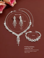 4-piece Wedding Season WOMEN'S High-end Claw Chain Necklace with Earrings and Bracelet Set, Banquet and Party Accessories