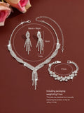 4-piece Wedding Season WOMEN'S High-end Claw Chain Necklace with Earrings and Bracelet Set, Banquet and Party Accessories