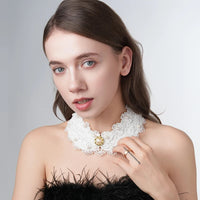 Pearl Beaded Lace Trim Collar Ribbons Women Necklace Wedding Jewelry for Clothes Dress  Beads Crystal Collar Wedding Jewelry