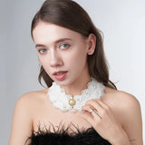 Pearl Beaded Lace Trim Collar Ribbons Women Necklace Wedding Jewelry for Clothes Dress  Beads Crystal Collar Wedding Jewelry