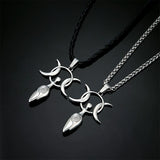 Charm Moon Spiral Goddess Necklace Men Women Wicca Neopagans Stainless Steel Pendant Amulet Fertility Goddess Jewelry Girl Gifts