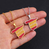 2024 new fashion stainless just Spanish map pendant necklace temperament everything collarbone chain birthday anniversary gift