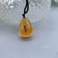 Retro Amber Pendant Necklace Fashion Insect Golden Scorpion Amber Drop Pendant Necklace Men's and Women's Necklace Accessories