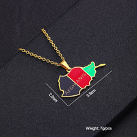 Stainless Steel Afghanistan Map Flag Pendant Necklaces for Afghan Men Women Gold/Steel Color Ethnic Maps Jewelry Gifts