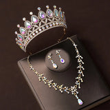 4 Pcs/Set Baroque Rhinestone Bridal Jewelry Set for Brides Wedding Headpieces Ladies Event Evening Ball Accessories