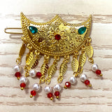 Ethiopian hair clip, emerald, Qatar African golden hair patch, Dubai hair clip, Hbanasha hairpin, bride's wedding gift