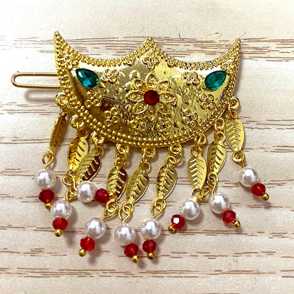 Ethiopian hair clip, emerald, Qatar African golden hair patch, Dubai hair clip, Hbanasha hairpin, bride's wedding gift