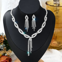 1 Set Of Fashionable Copper Inlaid Claw Chain Necklace, Earrings, Jewelry Set, Women's Wedding Banquet Party Daily Necessities