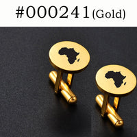 Anniyo (2 Pieces) Cufflinks for Men Women Gold Color/Silver Color Stainless Steel Cuffs Jewelry Africa Map Design #000141