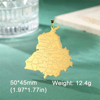 EUEAVAN 1pc India State Punjab Map Pendant Patriotic Ethnic Stainless Steel Charms DIY Necklace Keychain Jewelry Making Supplies