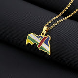 2024 New fashion stainless steel Central African Republic map with flag necklace for women and men couples ethnic style accessor