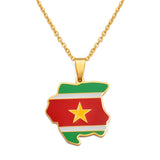 Anniyo Suriname Map Flag Pendant Necklaces Stainless Steel Sranan Sarnam Jewelry @320821