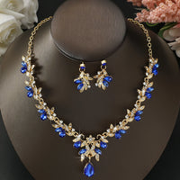 Ladies' Sparkling Flower Set, Necklace, Earrings, Jewelry Set, Suitable for Wedding, Party, Festival Gifts
