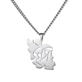 EUEAVAN Iran Map Pendant Necklace Stainless Steel Peace Dove Olive Branch Persian Calligraphy Necklaces Iranian Country Jewelry