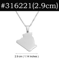 Anniyo 2.9cm Algeria Map Pendant Necklaces for Women Men Ethnic Jewelry Stainless Steel Algérie #316221