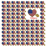 Heart Shaped American Flag Lapel Pin - Enamel Patriotic Badge for Suit Blazer - USA Flag Pins Bulk